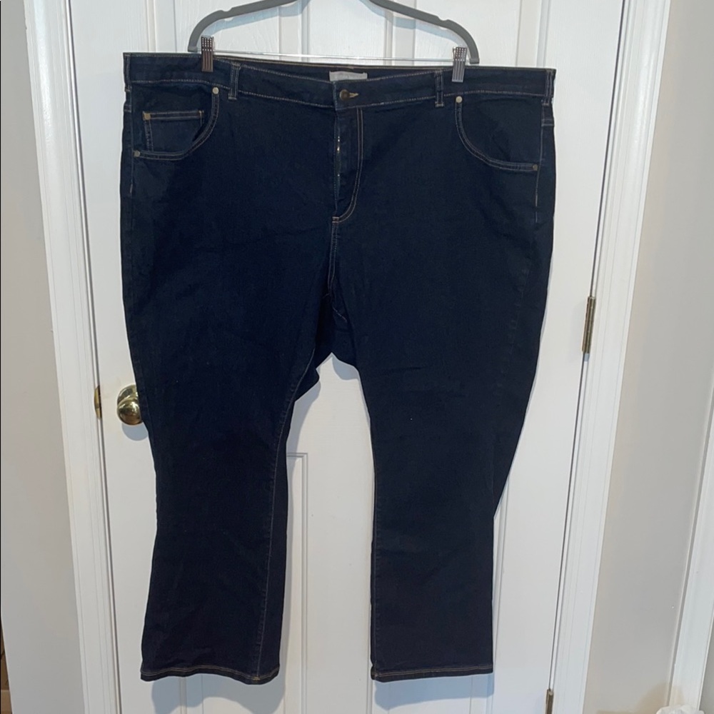 Woman Within Blue Petite 30 Women’s Flare Wide Leg Denim Jeans